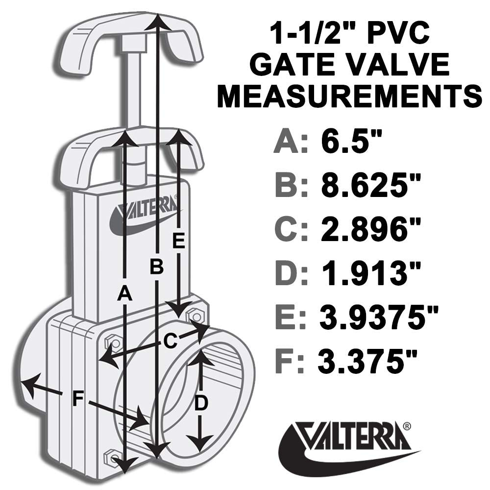 Valterra 6101 PVC Gate Valve, White, 1-1/2" Slip