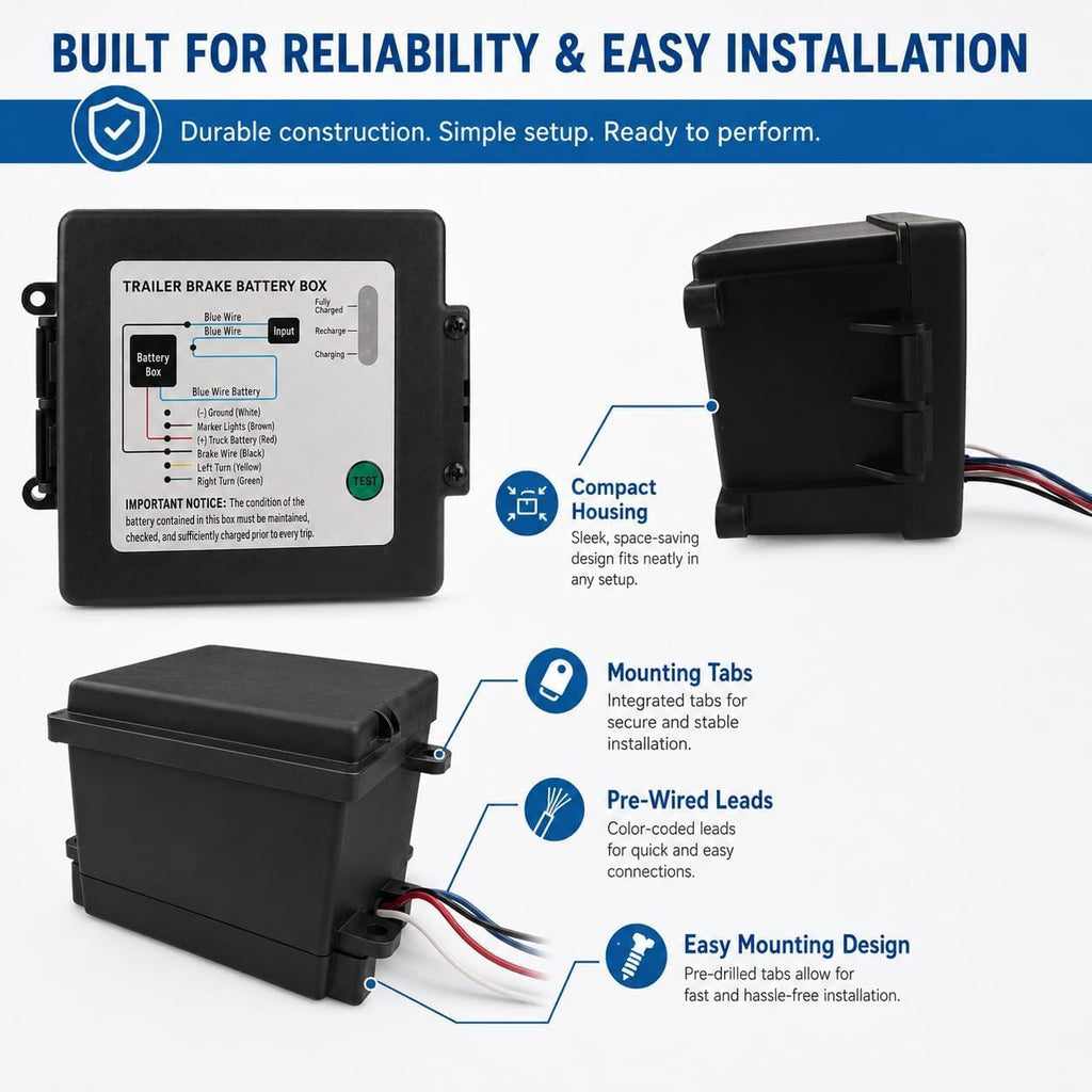 Trailer Brake Breakaway Kit with Charger LED Display, Switch