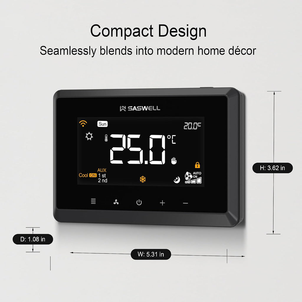 Smart WiFi Thermostat for Home, Programmable Thermostat 3H/2C for Heat Pump & Conventional Systems, Tuya App Control