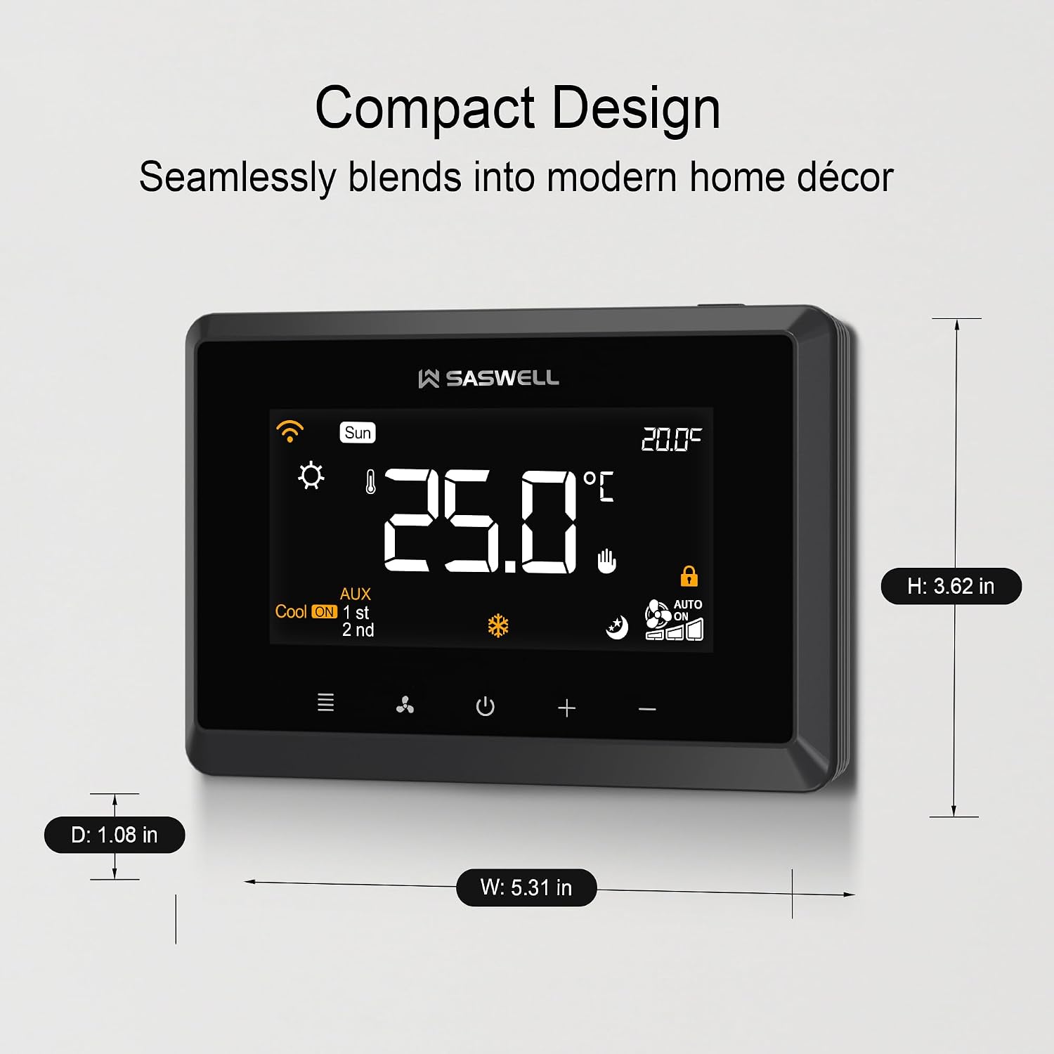 Smart WiFi Thermostat for Home, Programmable Thermostat 3H/2C for Heat Pump & Conventional Systems, Tuya App Control