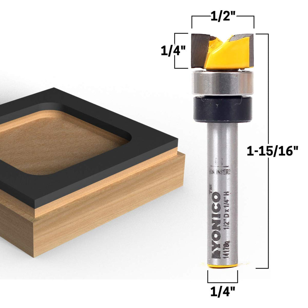 Router Bits Pattern Bit Flush Trim Set 4 Bit 1/2-Inch Diameter 1/4-Inch Shank 14422q