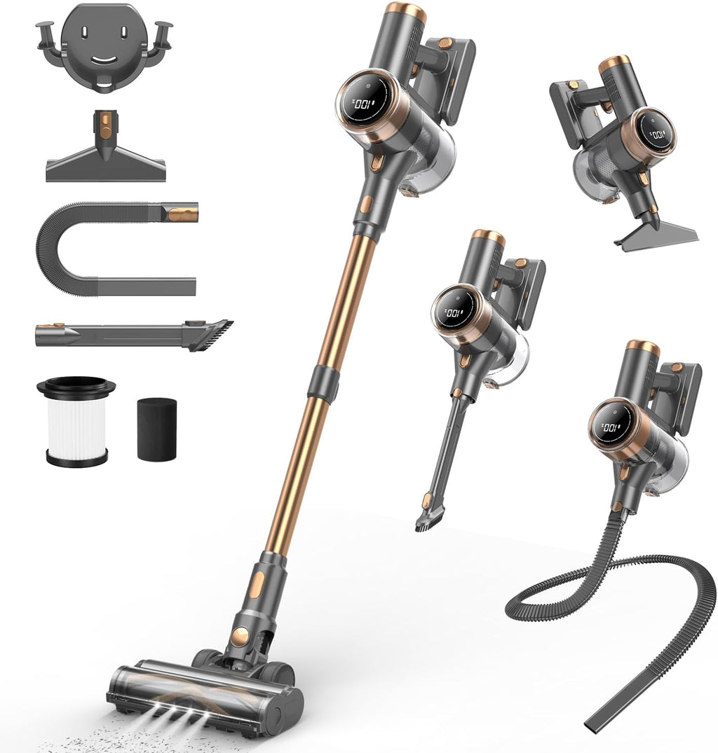 Cordless Vacuum Cleaner, 10-in-1 Lightweight Stick Vacuum with 45mins Runtime, Powerful Suction, LED Touch Screen
