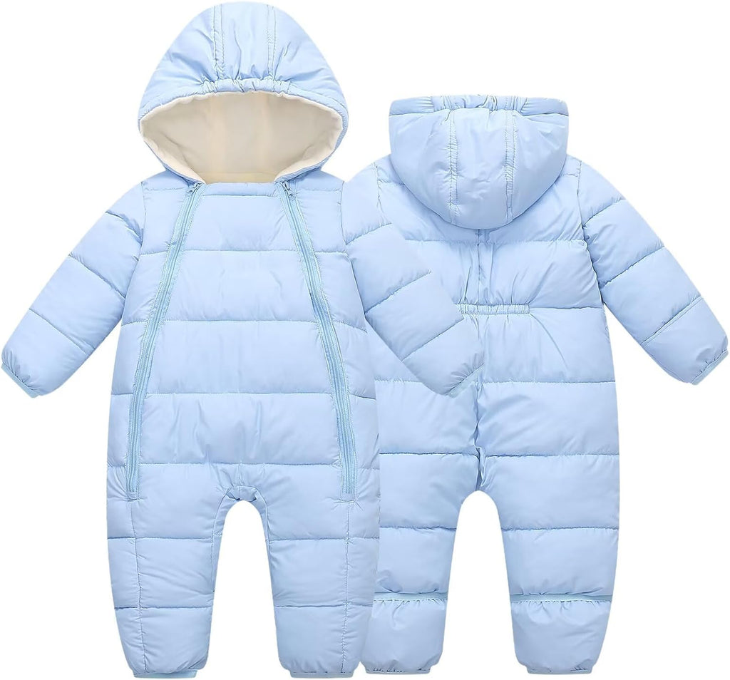 Baby Snowsuit Infant Winter Jumpsuit 0-24M Toddler Footed Jacket Unisex Warm Hooded Outfit Thick Fleece Coat