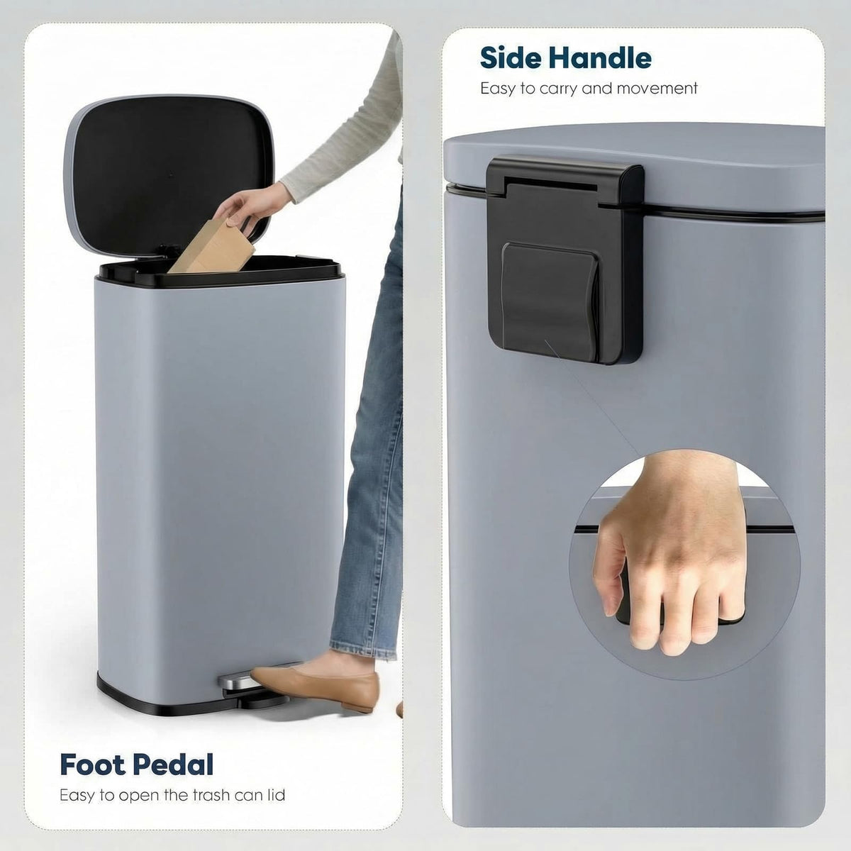 8 Gal Kitchen Trash Can, 30L Recycling or Garbage Bin, with Step-On Pedal