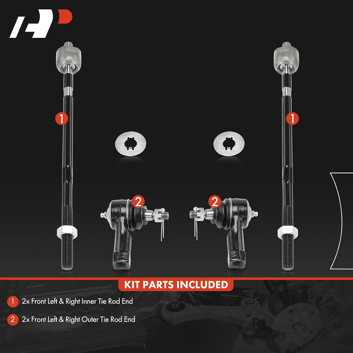 A-Premium Front Inner & Outer Tie Rod End Kit, Compatible with Ford