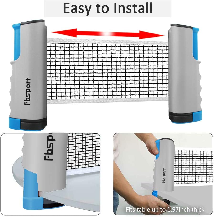 Ping Pong Paddle Set, Portable Table Tennis Set with Retractable Net,Rackets,Balls and Carry Bag for Indoor/Outdoor