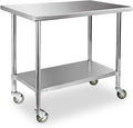 Stainless Steel Table with Wheels 36x24 Inches 3ft for Prep