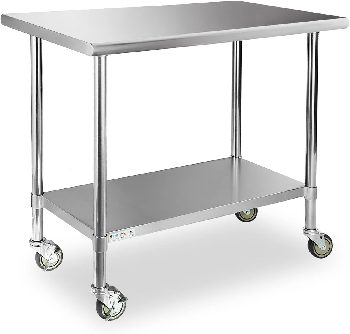 Stainless Steel Table with Wheels 36x24 Inches 3ft for Prep