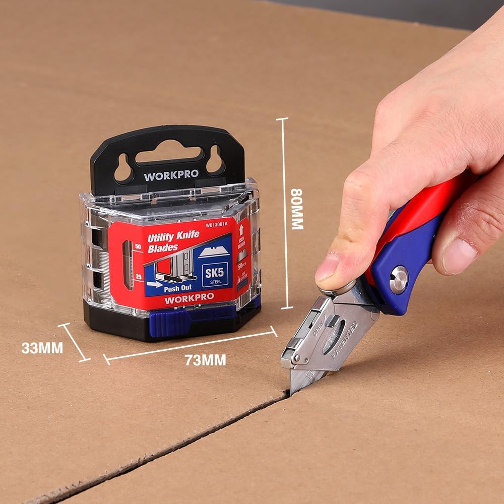 50-Pack Utility Knife Blades with Dispenser