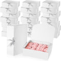 24 Pcs White Gift Boxes with Lids, Ribbons, Wedding Birthday Party