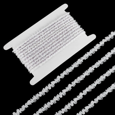 5 Yards White Beaded Trim 1/4 inch Wide Pearl Beaded Trim Ribbon Trimming Edge Embellishments Large Pearl Decorative
