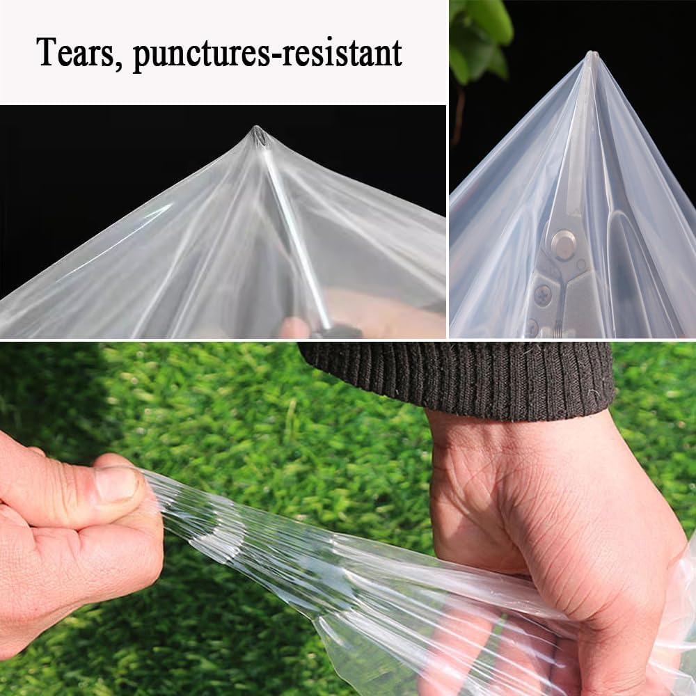 10 x 25 FT Lightweight Clear Plastic Sheeting, 2.4 Mil Poly Film