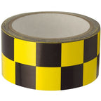 Manufacturing Checkerboard Race Pattern Laminated Safety Tape, 1 Inch Square, Yellow and Black, Indoor and Outdoor