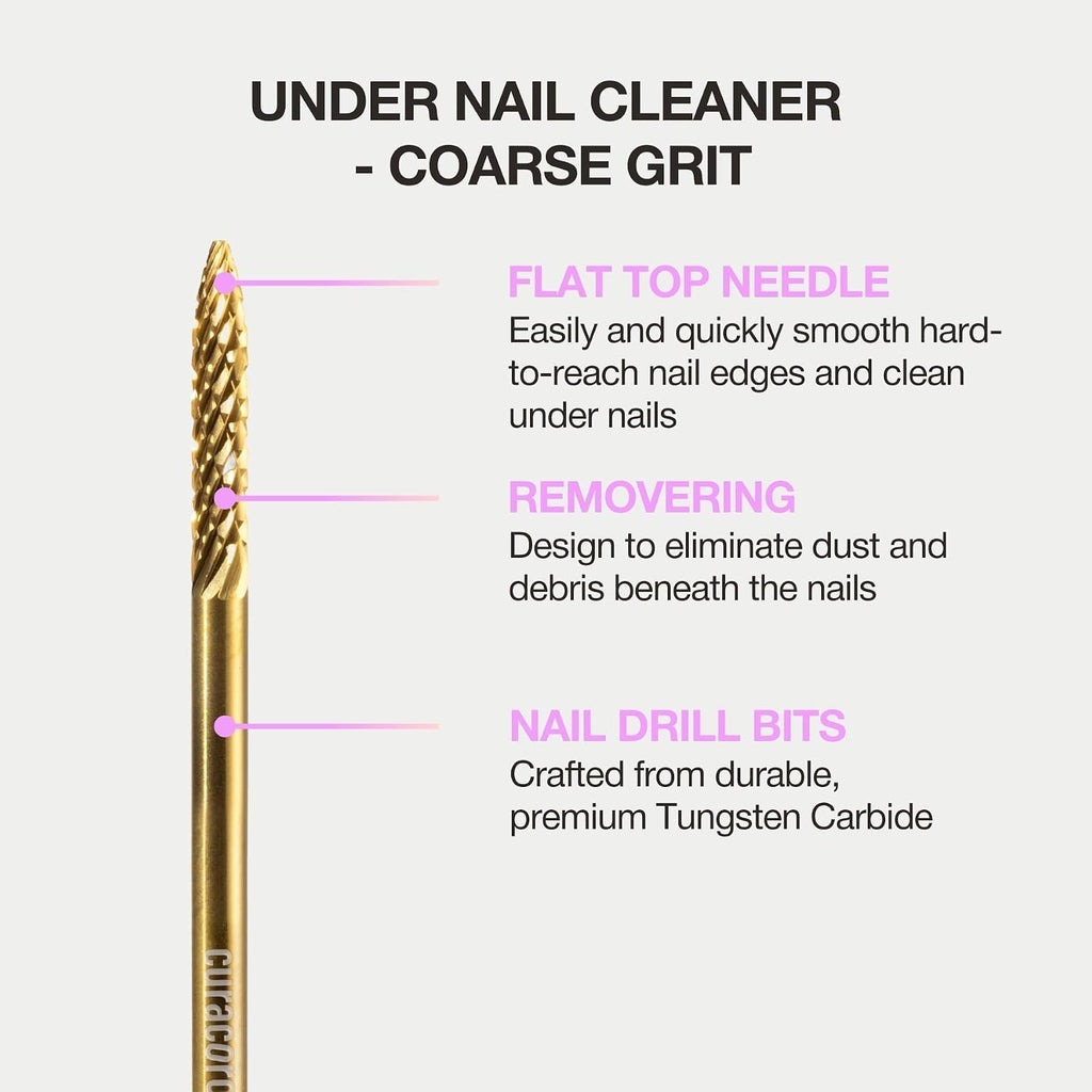 Under Nail Cleaner 3/32'' Safety Carbide Bit (Coarse) | Professional Design to Remove Dirt, Debris, Dead Skin for