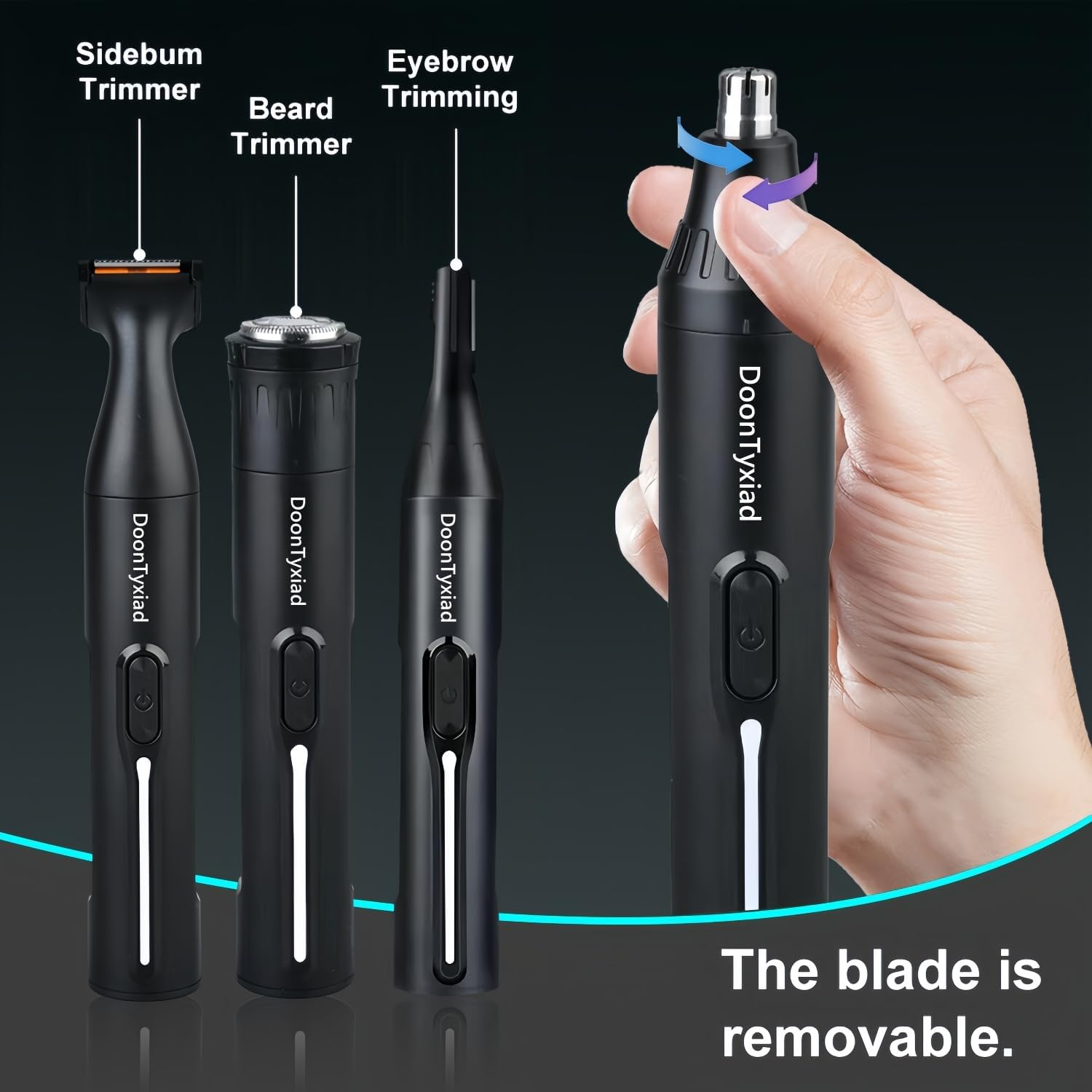 Rechargeable Ear and Nose Hair Trimmer, 4-in-1 Professional Painless Eyebrow & Facial Hair Trimmer for Men Women