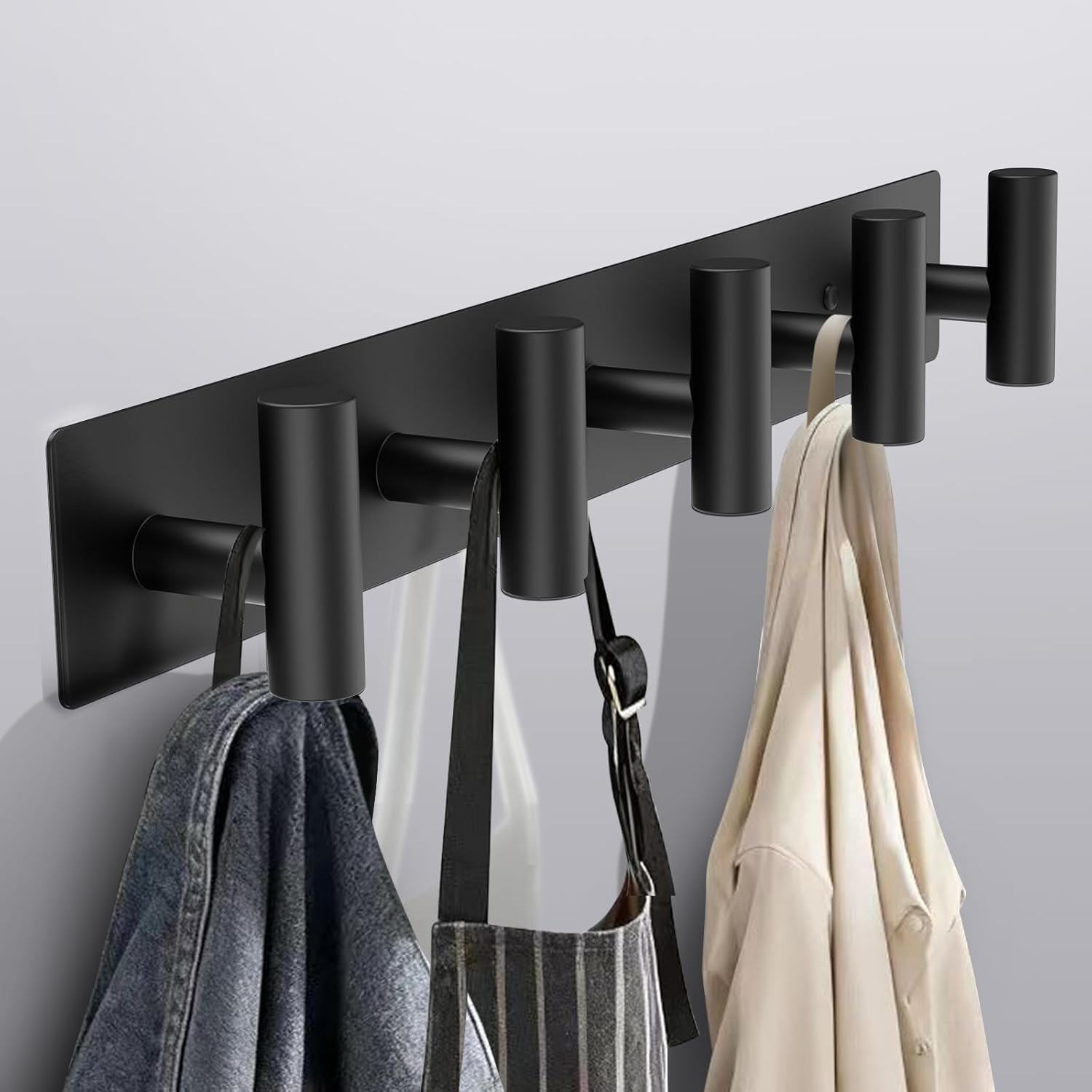 Coat Rack Wall Mount - 5 Coat Hooks, Towel Racks for Bathroom Robes Bags Keys, Hat Rack Wall Towel Hooks Organizer