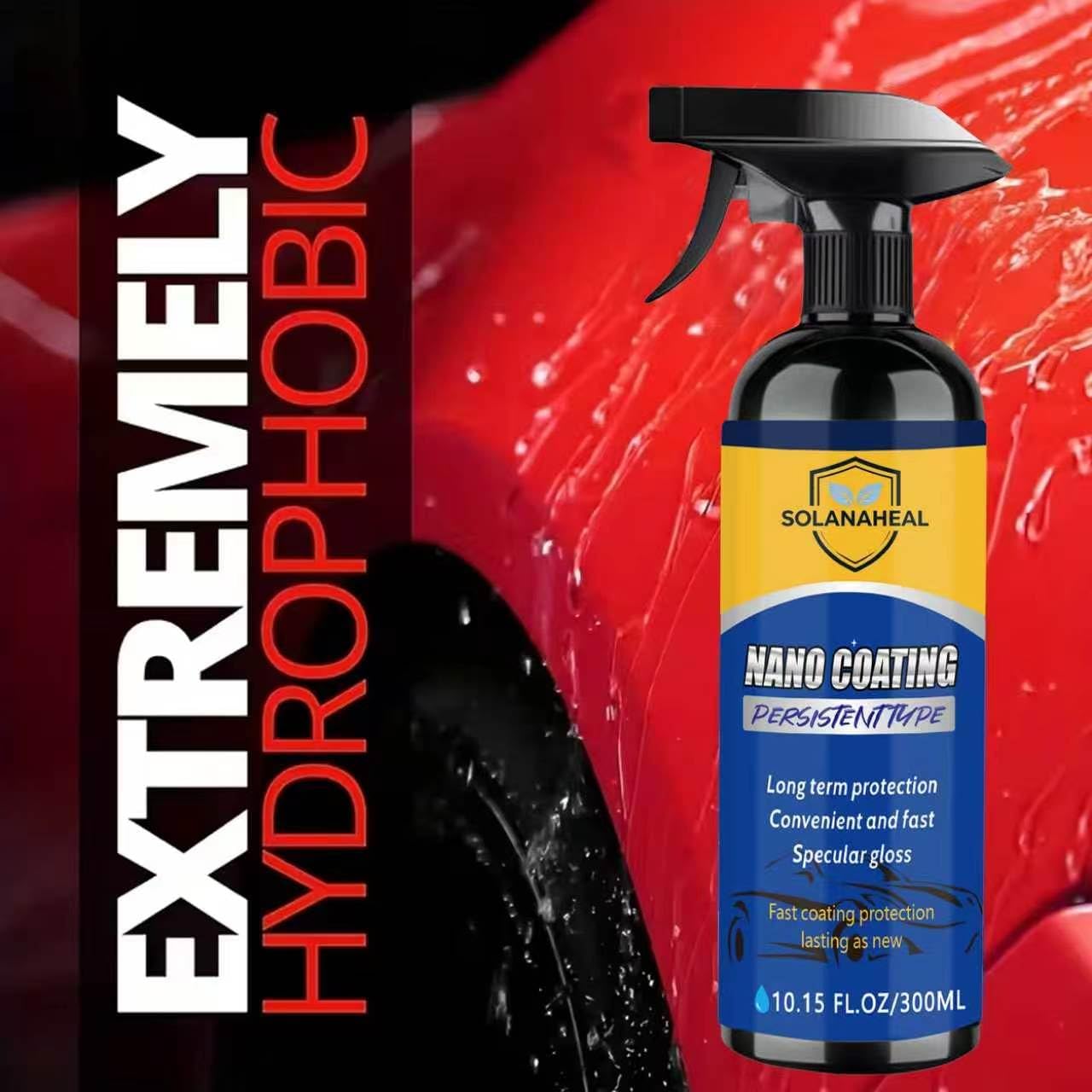 Nano Ceramic Coating Spray Kit, Quick Hydrophobic Car Wax Polish, High Gloss Paint Sealant, Scratch Repair UV