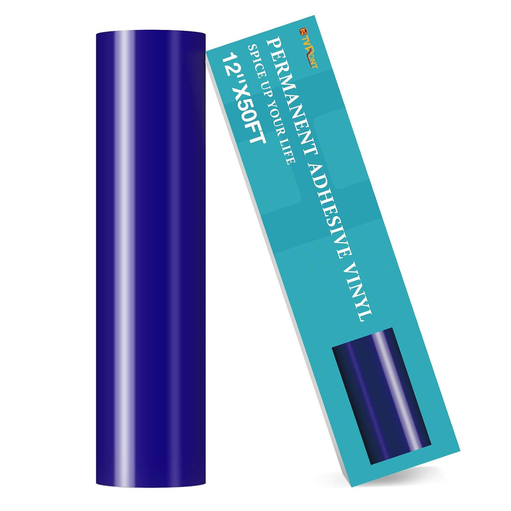 Royal Blue Permanent Vinyl Roll, 12" x 50 FT Glossy Adhesive Vinyl