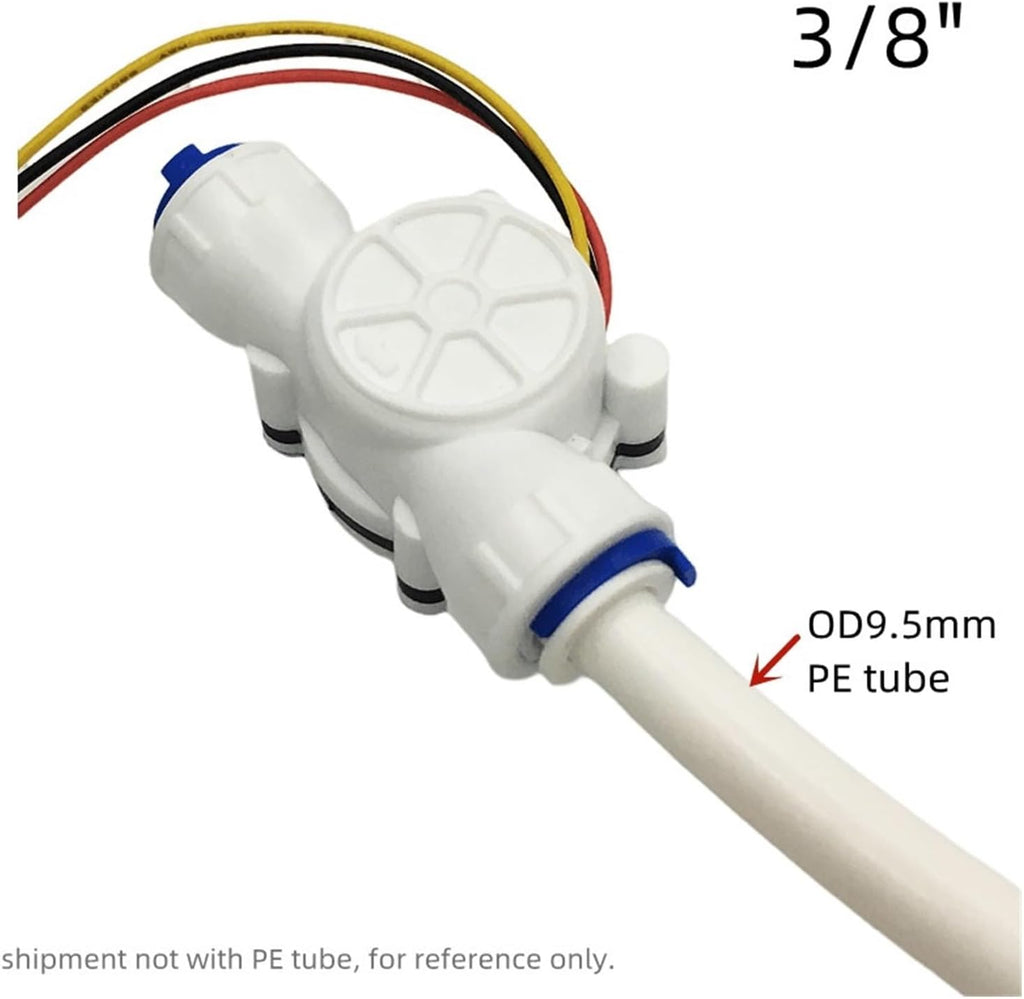 Water Flow Sensor Digital LCD Display Water Flow Sensor Meter, Flowmeter Totalmeter with 3/8" / 1/4" Flow Battery Working Meter(1/4")