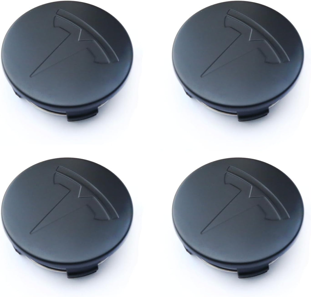 Wheel Center Hub Cap Kit with Tesla Emble Brand Center Caps for Model 3 Model Y with 20 Lug Nut Covers (4PCS) (Matte