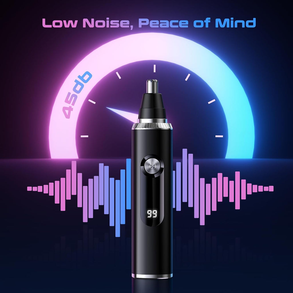Nose Hair Trimmer for Men and Women, USB Rechargeable Electric Facial and Ear Hair Remover with LED Display