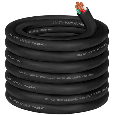 35ft 8/4 SOOW Cable Portable Power Cable,40 amp 8/4 SO Cord SOOW Wire
