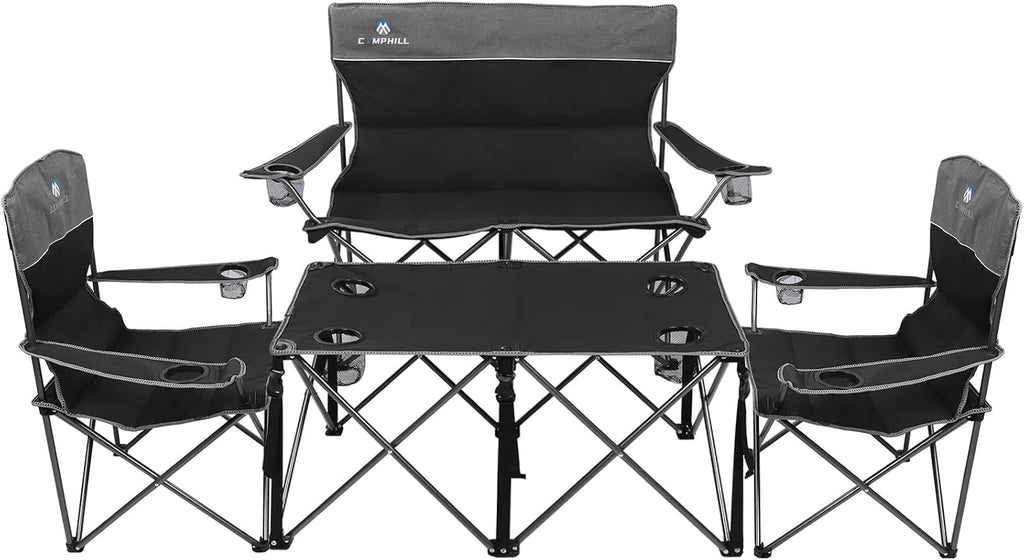 Camping Chair Set of 3, Outdoor Folding Camping Chairs for Heavy People with Cup Holder & Carry Bag,Collapsible Chair