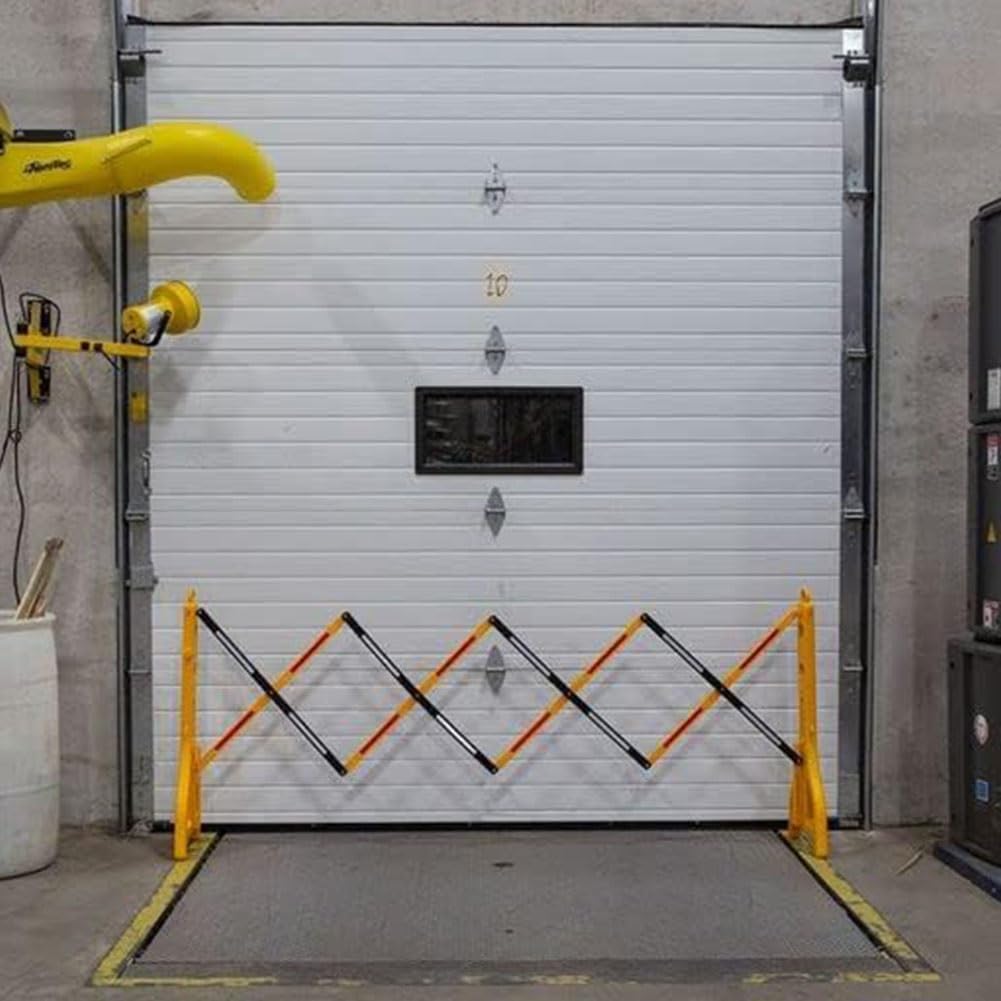 Security Barrier,Expandable Plastic Safety Barricade - 38" Height, 8.2ft Length, Water-Filled Base, Outdoor Traffic