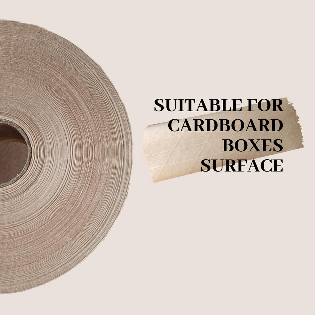 3'' x 1000 Feet Reinforced Water Activated Gummed Kraft Paper Tape, for Heavy Duty Secure Packing Shipping, Tamper