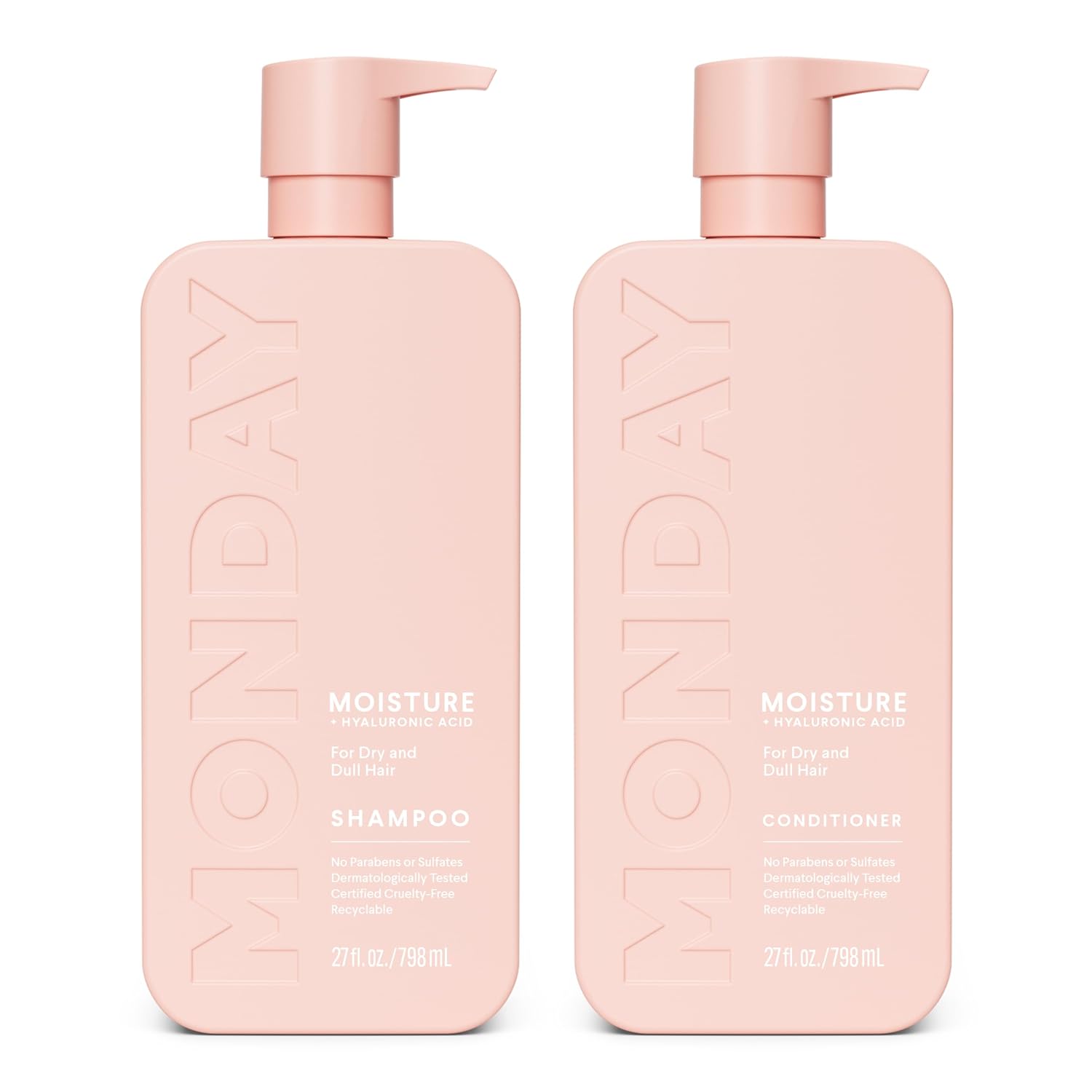 Moisture Shampoo + Conditioner Bathroom Set (2 Count) 27 oz Each for Dry, Coarse, Stressed, Frizzy Hair, Made with