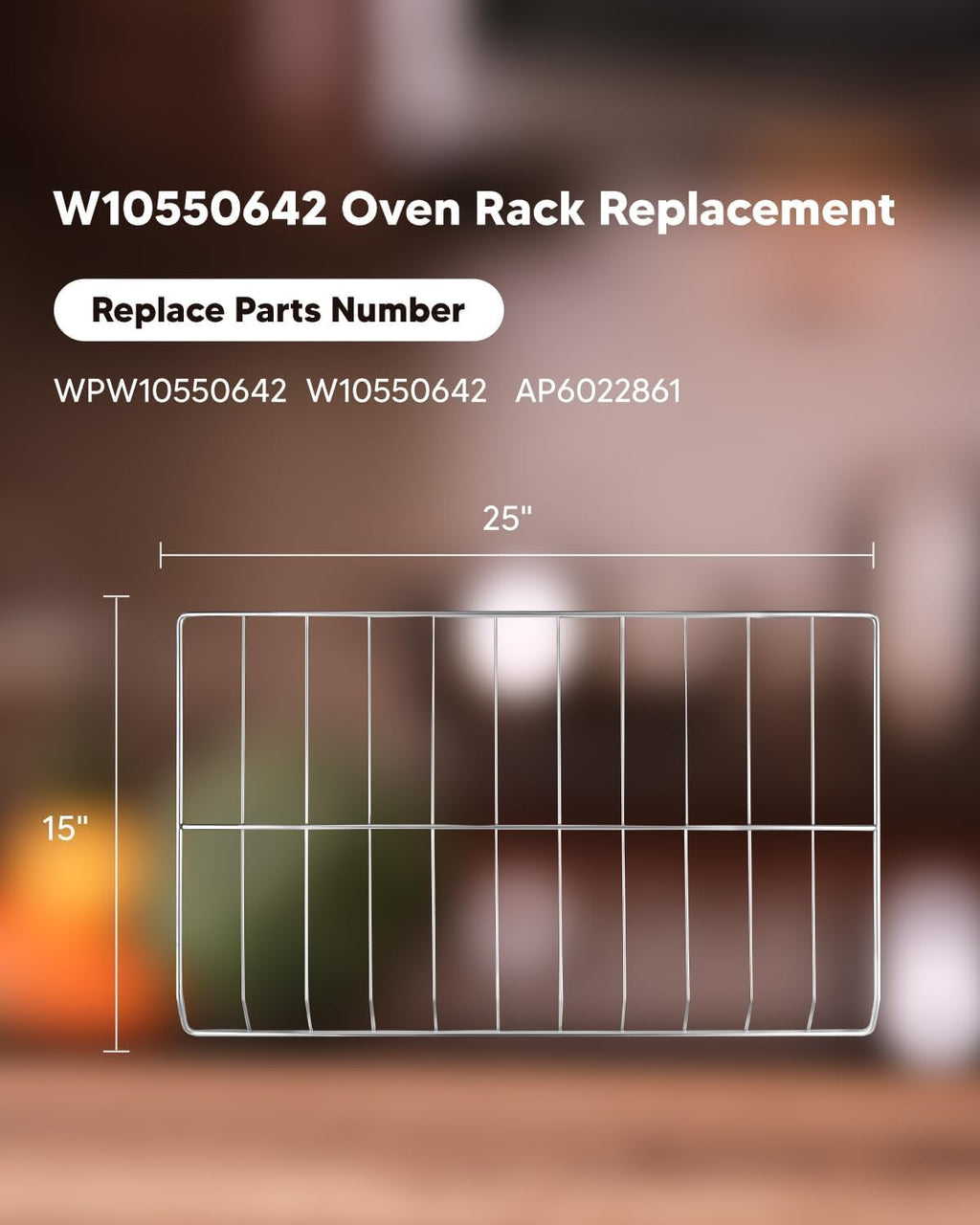 WPW10550642 Oven Rack Fit for Whirlpool WFG320M0MS WFG320M0BS3 WFG505M0BS3