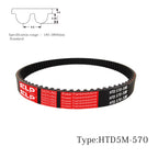 EASYLING Power 570-5M-25 Endless Loop Rubber 5M Synchronous Belt