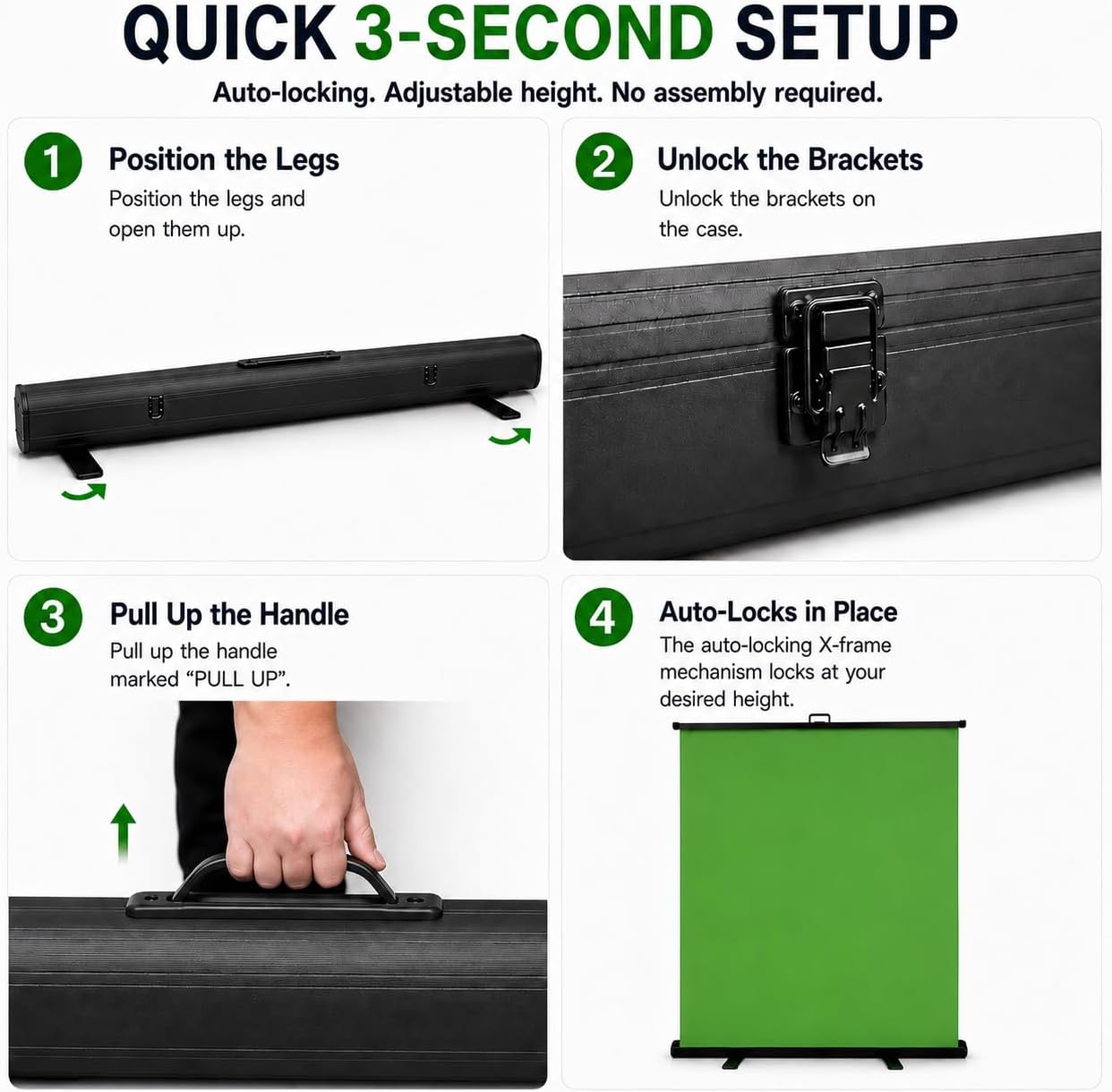 62-Inch Green Screen Backdrop – Collapsible, Portable Chroma Key Background for Streaming, Video Calls, Photography