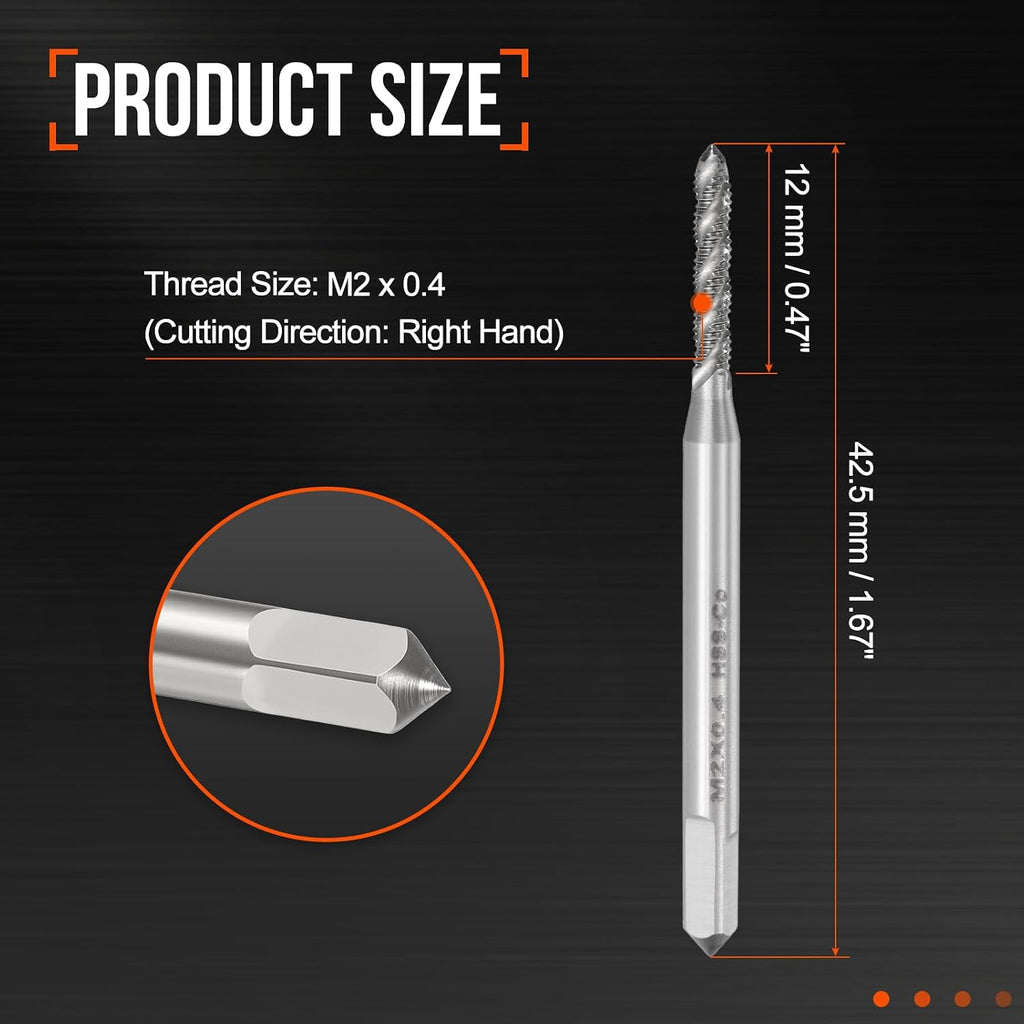 Spiral Flute Tap M2 x 0.4 High Speed Steel M35 Polished Finish