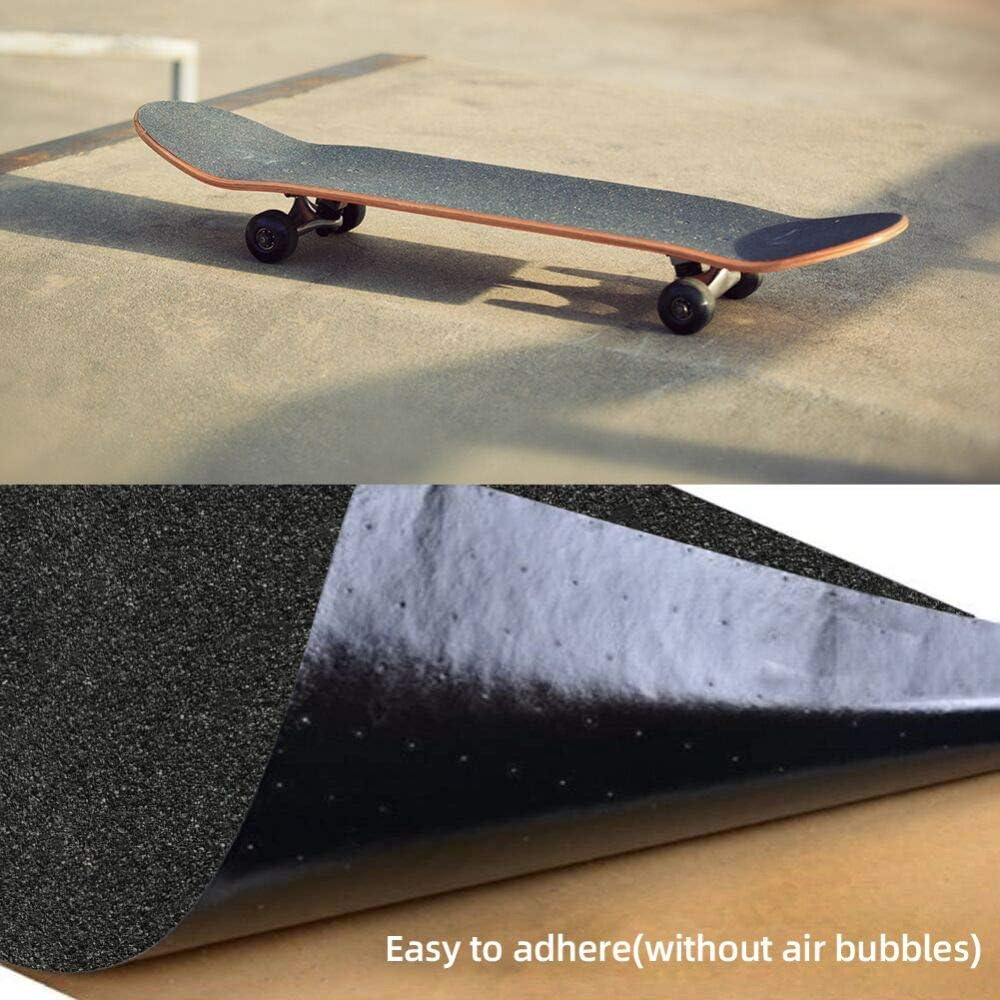 Skateboard Grip Tape Sheet, 45.2x10.6 inch,Bubble Free, Waterproof, Scooter, Longboard Griptape, Grippy Sandpaper for