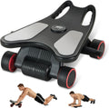 Ab Roller Wheel, Ab Roller, Upgraded Automatic Rebound Ab Roller with Elbow Support, Knee Mat & Timer, 4 Wheels Ab