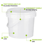10 Pack White Plastic Bucket with Handle and Lid