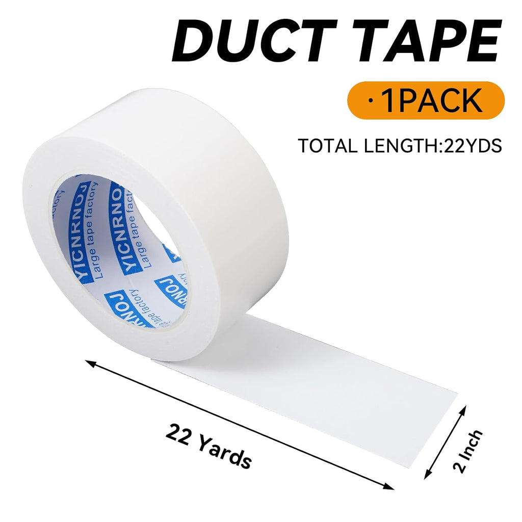 1-Pack 2 in 22 Yds White Duct Tape, Strong & No Residue