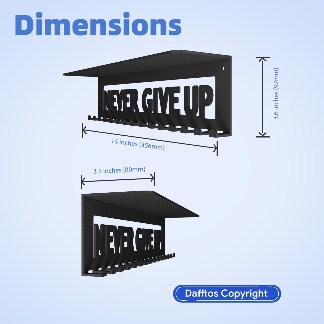 Medal Hanger - Ribbon Holder & Display Frame for Medals & Awards - Wall Mounted Metal Trophy Rack - Easy to Install