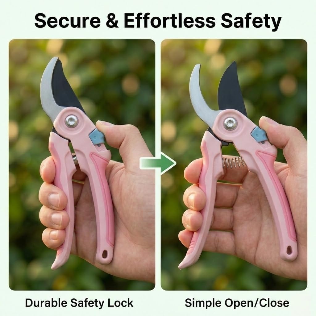 Pruning Shears 2-Pack — 8" Bypass Hand Pruner & 6.25" Precision Snips, SK5 Steel Blades with Non-Stick Coating