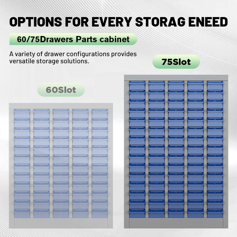 75 Drawers Parts Cabinet, Nut and Bolt Storage Organizer, Grey