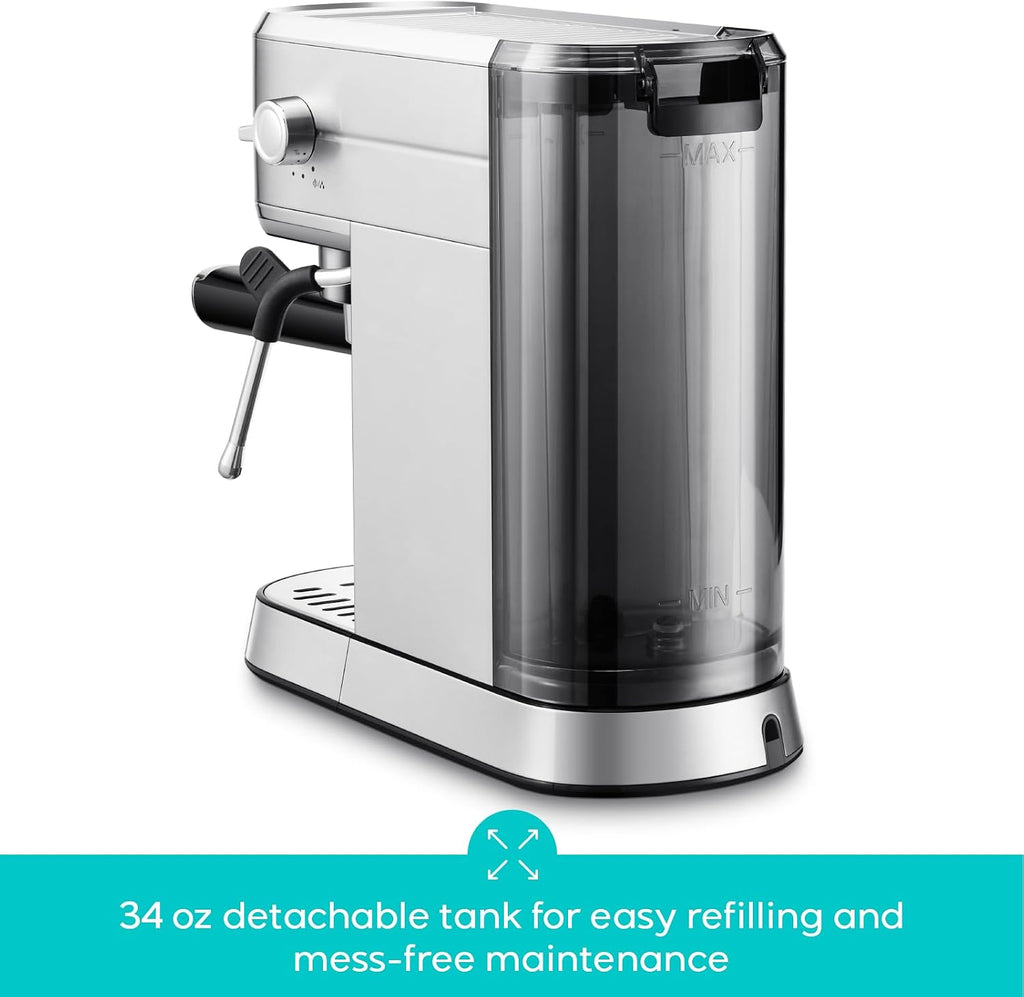 CM5418 Compact Espresso Machine with Milk Frothing Steam Wand | Stainless Steel, 20-Bar Pump, Built-in Pressure