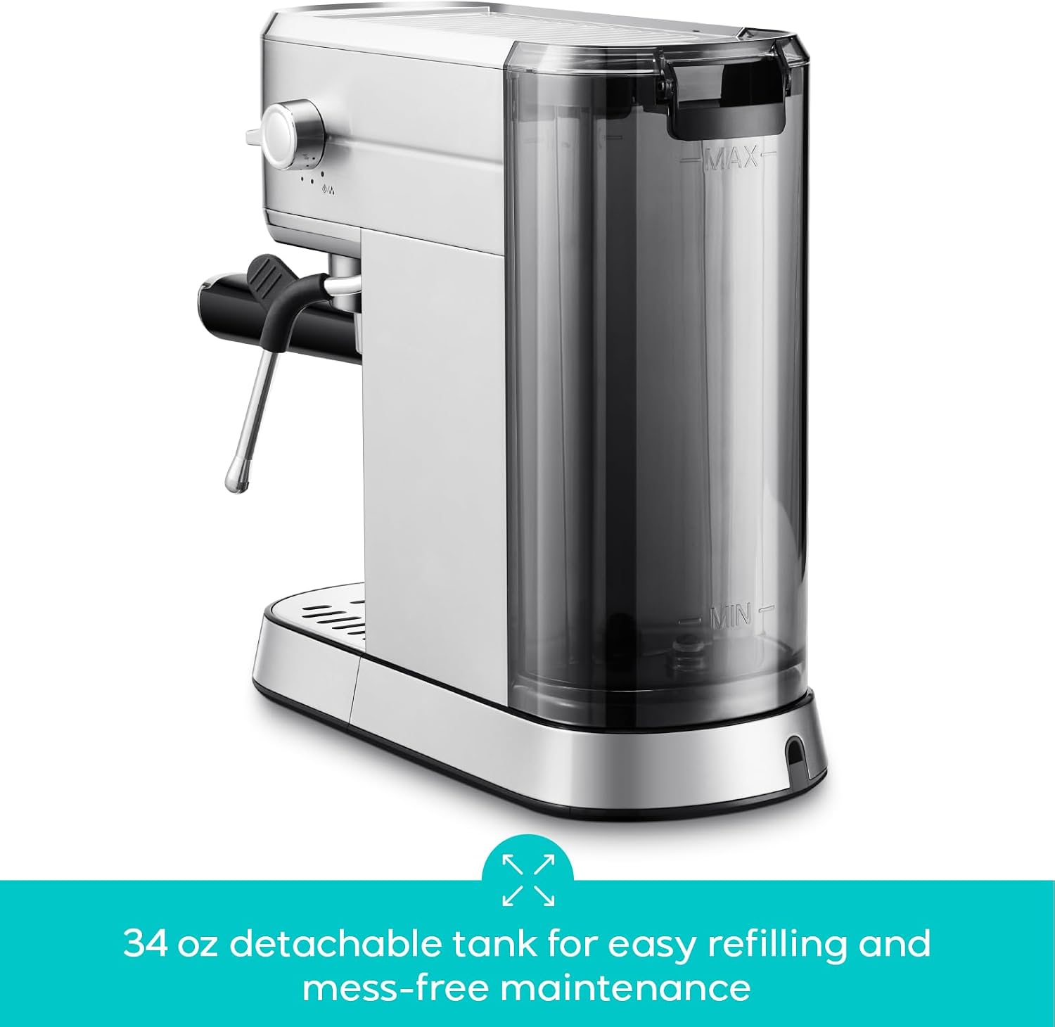 CM5418 Compact Espresso Machine with Milk Frothing Steam Wand | Stainless Steel, 20-Bar Pump, Built-in Pressure