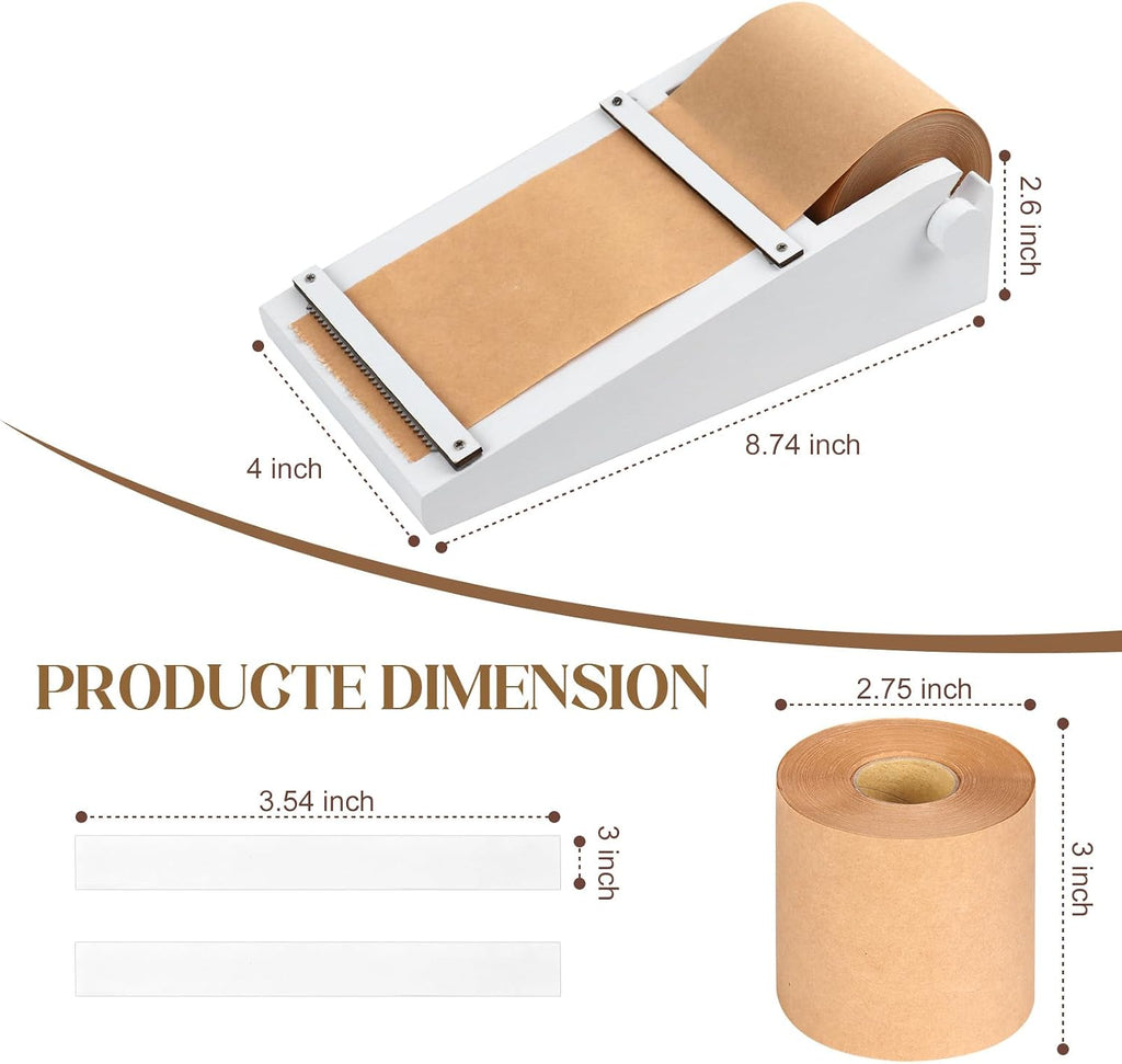 Desktop Note Paper Roll Dispenser with 98ft Note Taking Roller Wooden Kraft Paper Roll Holder Fit 3x2.75 Inch Sticky