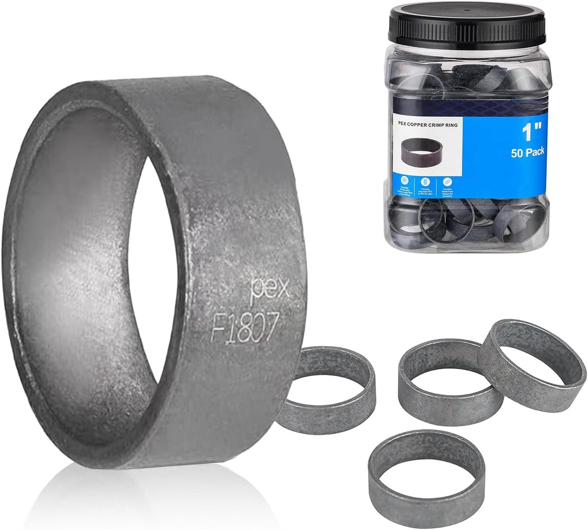 50PC HeSun 1" Bottled PEX Copper Ring, PEX-B Crimp Ring(CLAMP023-50)