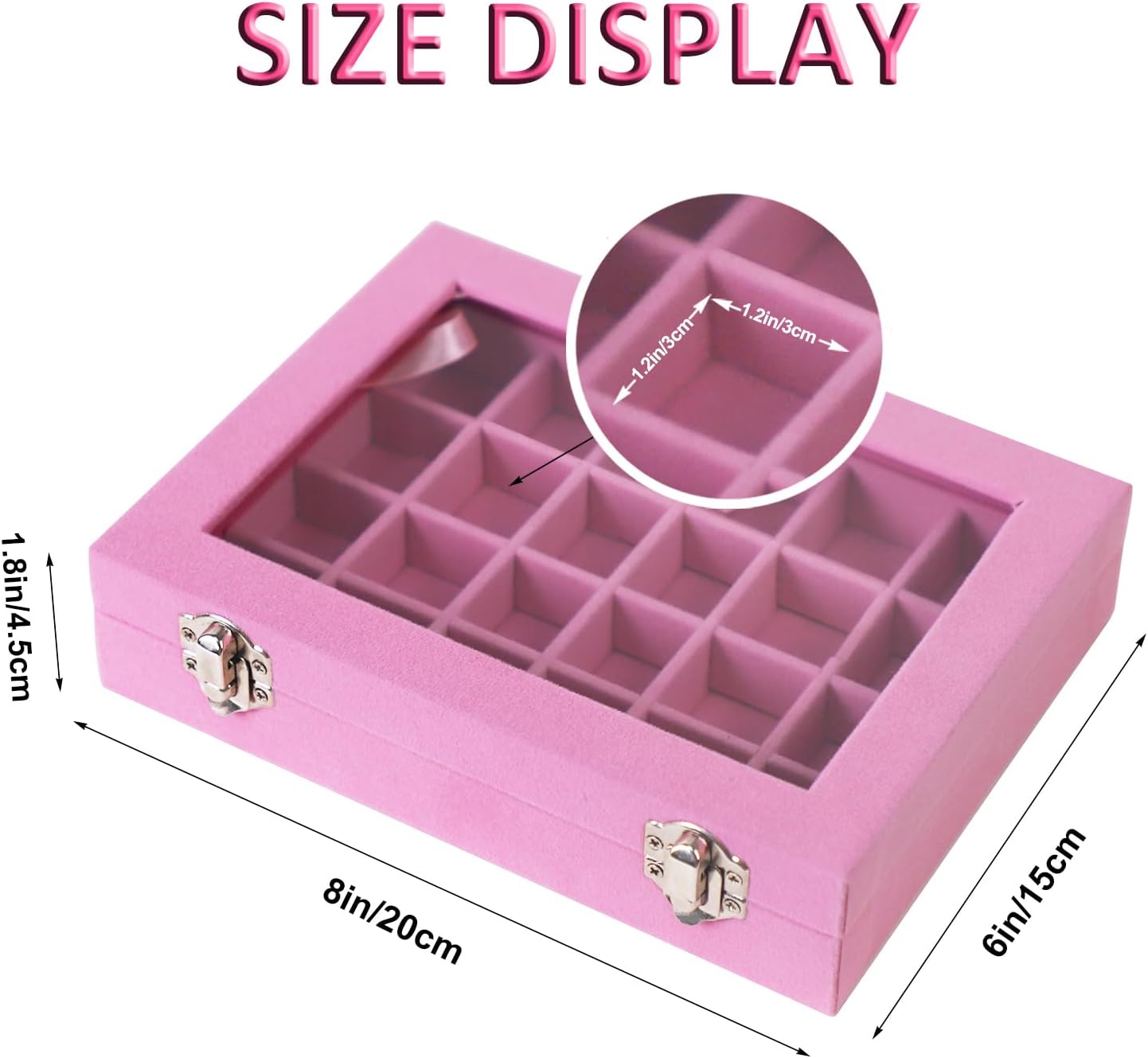 Velvet Jewelry Box 24 Grid Jewelry Earrings Display Organiser Box Ring Tray Holder Earrings Storage Case for Girls