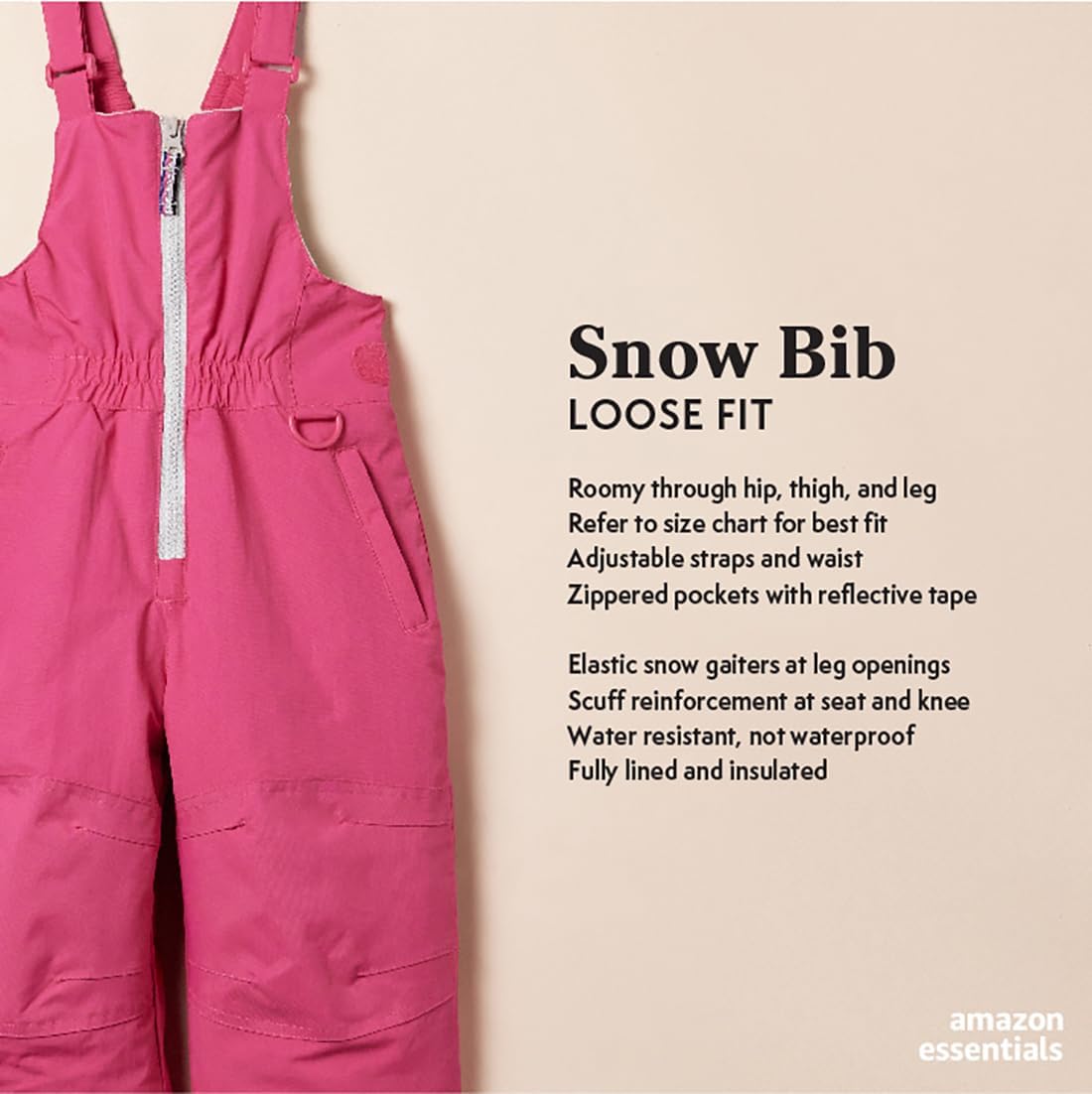 Girls and Toddlers' Water-Resistant Ski & Snow Bib Overall