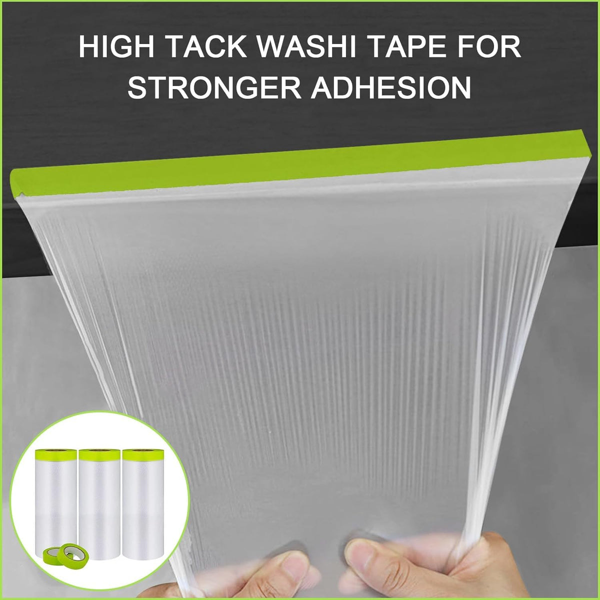 Pre-Taped Masking Film-55inx65ft Tape and Drape Painters Paper Rolls, Plastic Painting Film for Automotive Painting