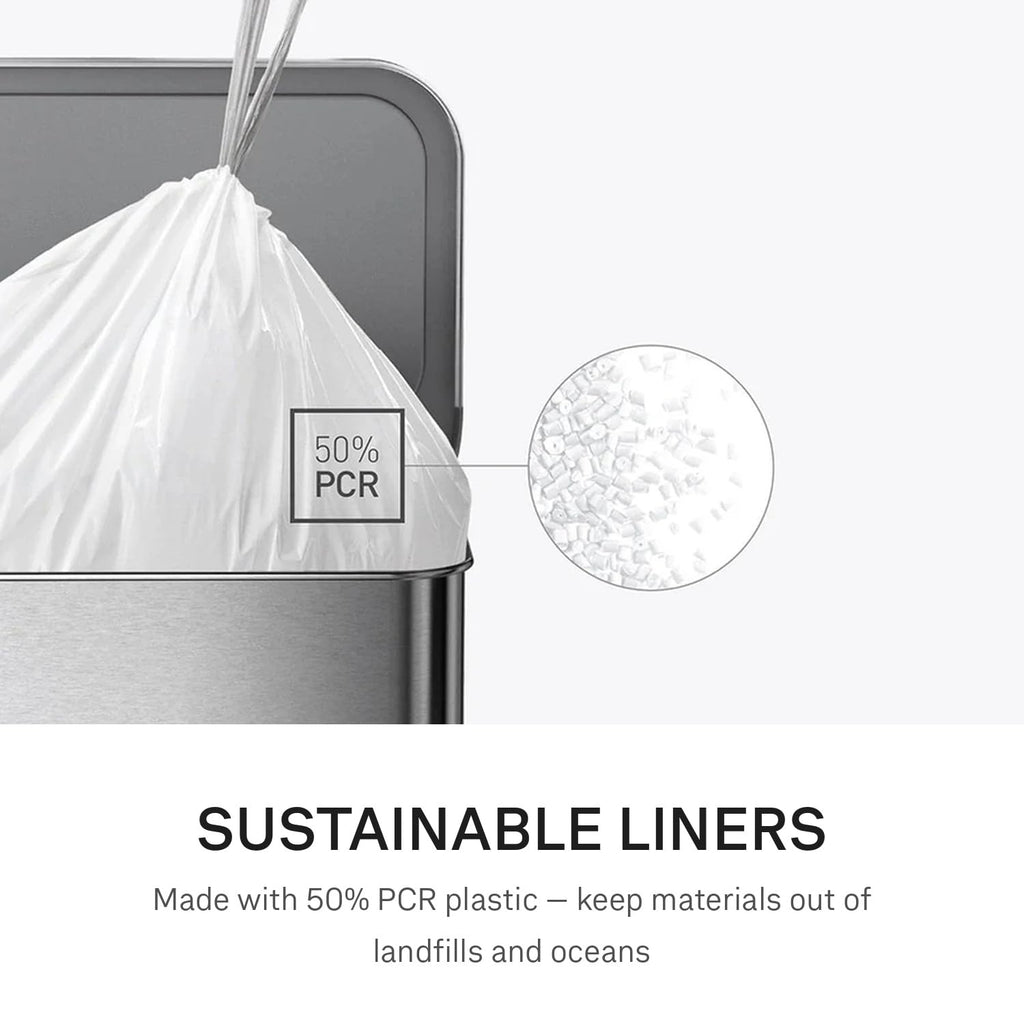Code Q 40 Count, Dispenser Pack Custom Fit Liners, Drawstring Trash Bags, 50-65 Liter / 13-17 Gallon, White