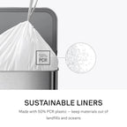 Code Q 40 Count, Dispenser Pack Custom Fit Liners, Drawstring Trash Bags, 50-65 Liter / 13-17 Gallon, White